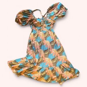 NWOT Cleobella Vibrant Cotton Riviera Resort Ruffle Jesse Midi Dress Size S